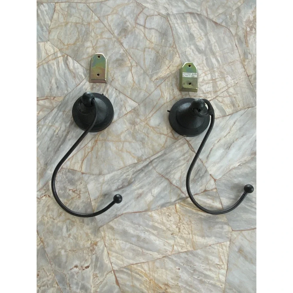 Pottery Barn Black Forged Iron Curtain Tiebacks Set of 3‎ Ball Finial Hooks